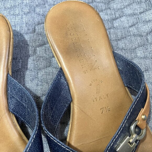 Women's Italian Shoemakers Slip On Leather Thong Sandals Size 7.5 Made in Italy - Picture 2 of 7